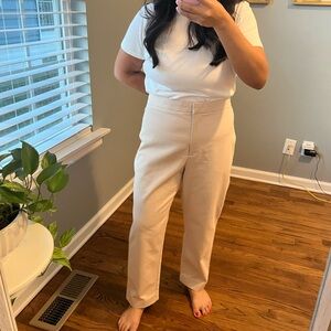 Ann Taylor Petite Ankle Pant Stretch Cotton Ivory Porcelain